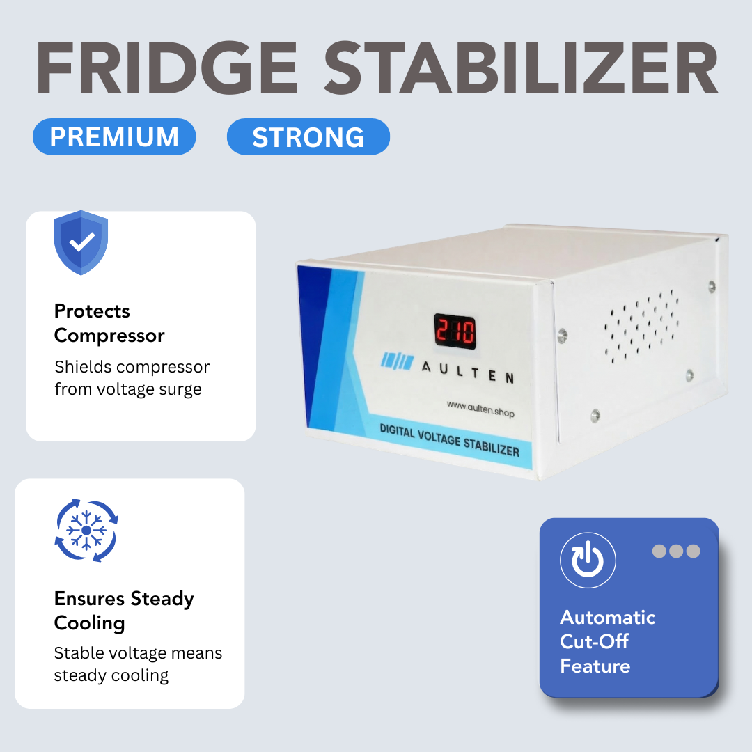 AULTEN Voltage Stabilizer for Refrigerator and Deep Fridger 0.5 KVA 400W 90V-270V AD021 (Grey)
