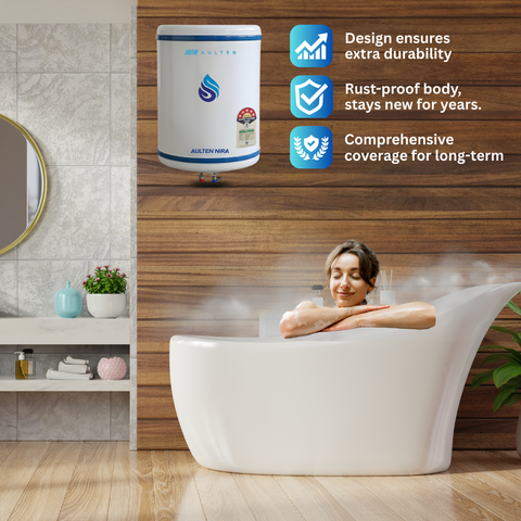 AULTEN NIRA 50 Ltr Geyser 5 Star Rated Storage Water Heater (Geyser) With Advanced Multi-Layered Safety AD100 (White)