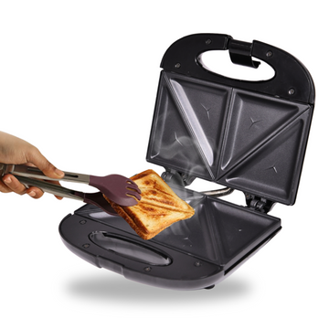 Aulten 750 Watt 4 Slice Sandwich Maker | Non Stick Coated Plates | 1 Year Warranty | Black