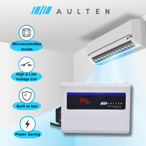 AULTEN Digital Voltage Stabilizer for AC Upto 0.8, 1.0, 1.5  Ton AC 4 KVA 3200W 170V-270V AD061 (Grey)