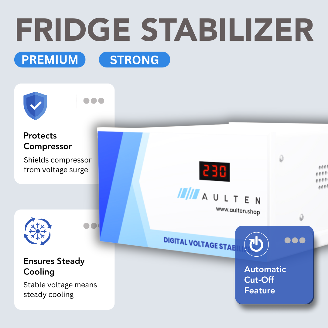 AULTEN Voltage Stabilizer for Refrigerator and Deep Fridger 0.5 KVA 400W 90V-270V AD021 (Grey)