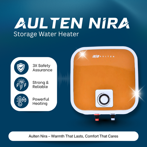 AULTEN NIRA 15 Ltr Geyser 5 Star Rated Storage Water Heater (Geyser) With Advanced Multi-functional Safety Valve AD099 (White)