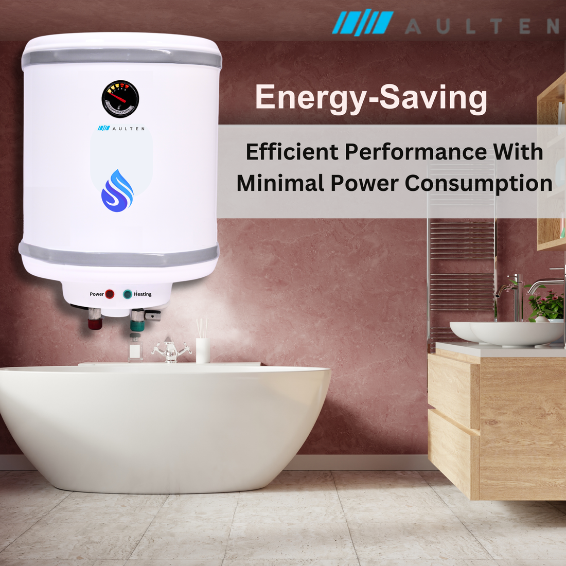 AULTEN Stellar Pro 50 Ltr Geyser 5 Star Rated Storage Water Heater (Geyser) With Advanced Multi-Layered Safety AD094 (White)