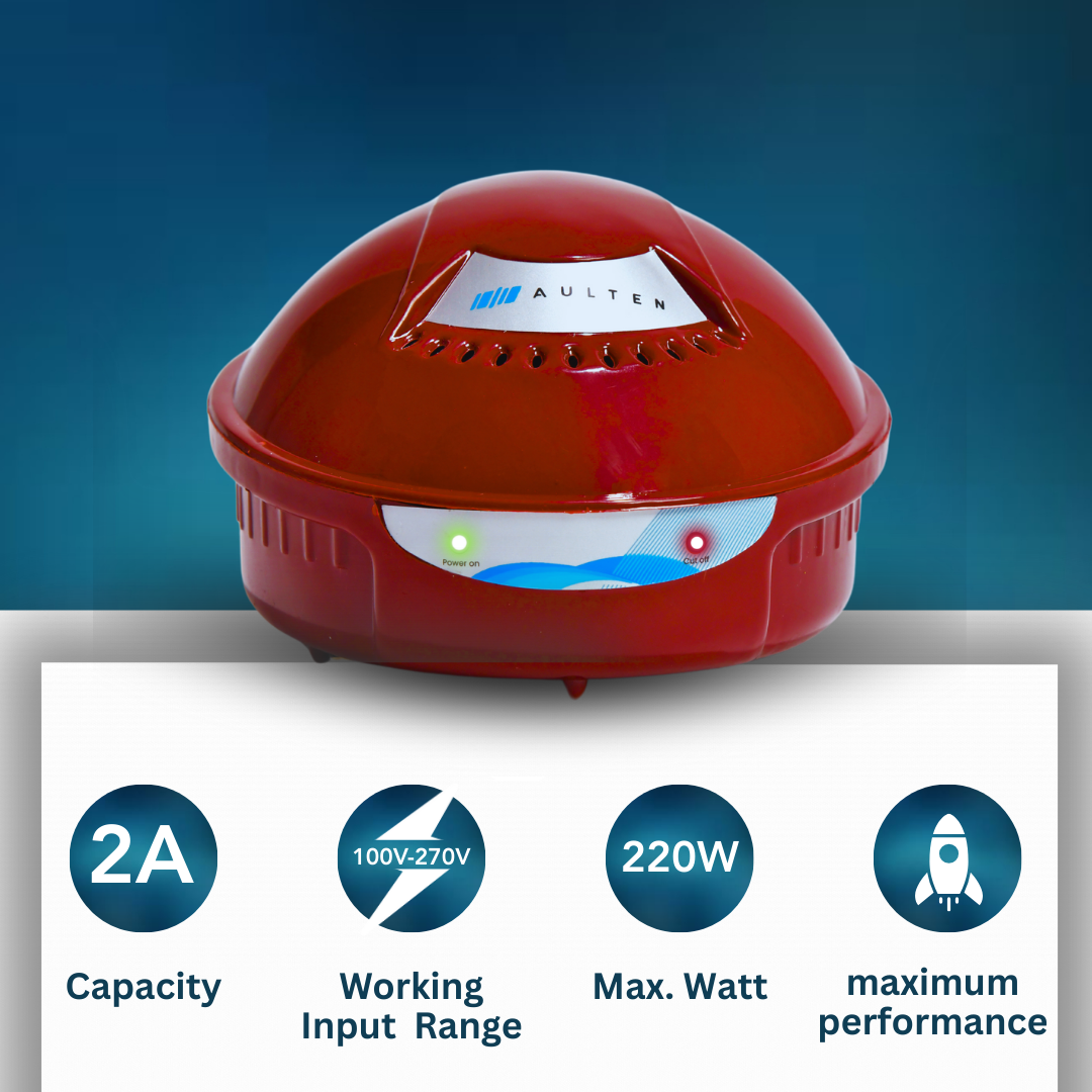 AULTEN Voltage Stabilizer for Refrigerator and Deep Fridger 2Amps 130V-290V AD033 (Red)