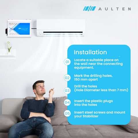 AULTEN Voltage Stabilizer for Upto 0.8, 1.0, 1.5 Ton AC 4 KVA 3200W 170V-270V AD053 (White)