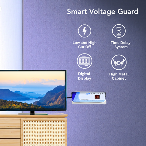 AULTEN Digital Voltage Stabilizer for TV Upto 140cm TV 3 Amps 90V-290V ALT-AVR-035 (BLACK)