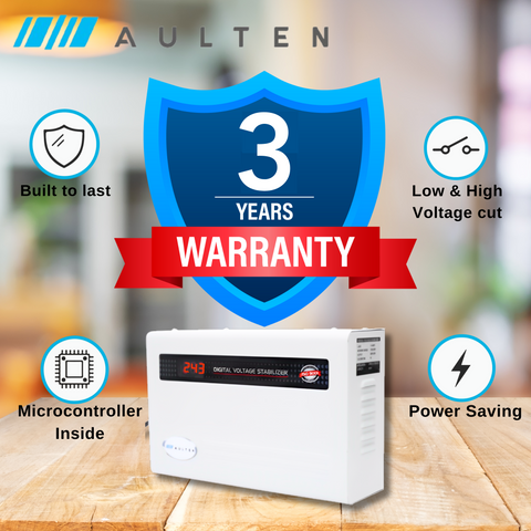 AULTEN Digital Voltage Stabilizer for Upto 1.5, 2.0 Ton AC 5 KVA 4000W 150V-280V AD023 (White)