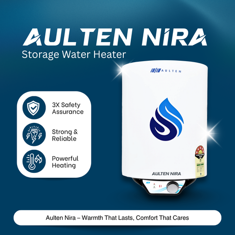 AULTEN NIRA 50 Ltr Geyser 5 Star Rated Storage Water Heater (Geyser) With Advanced Multi-Layered Safety AD100 (White)