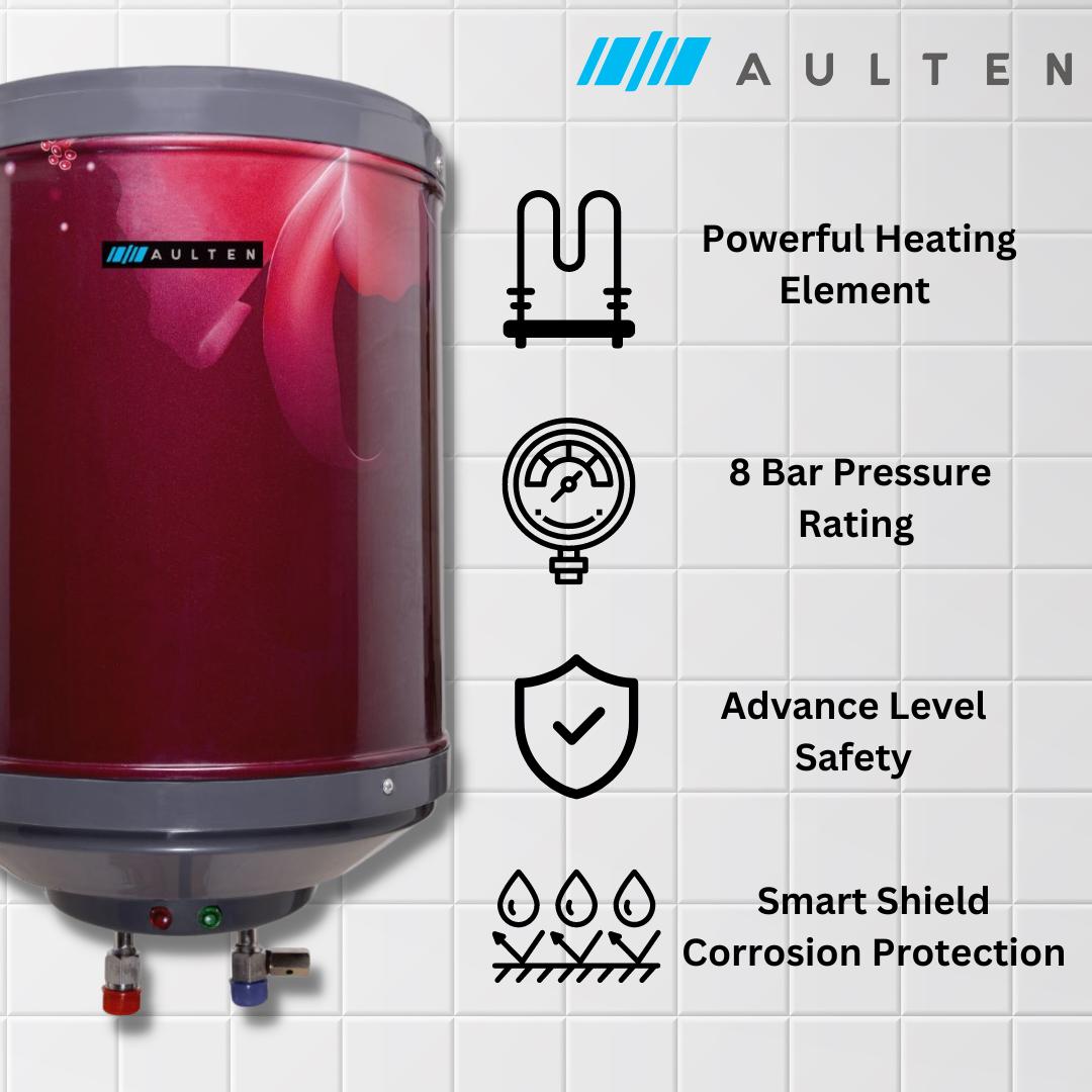 AULTEN Stellar 15 Ltr Geyser 5 Star Rated Storage Water Heater (Geyser) With Advanced Multi-Layered Safety AD083 (Red)